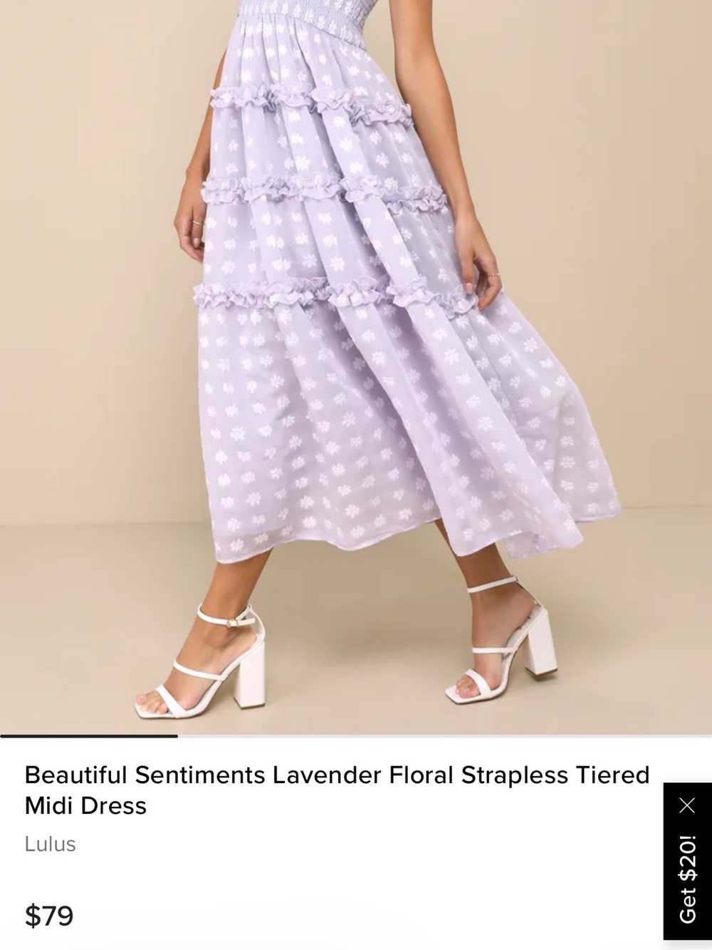 Beautiful Sentiments Lavender Floral Strapless Tiered Midi Dress - Lulus